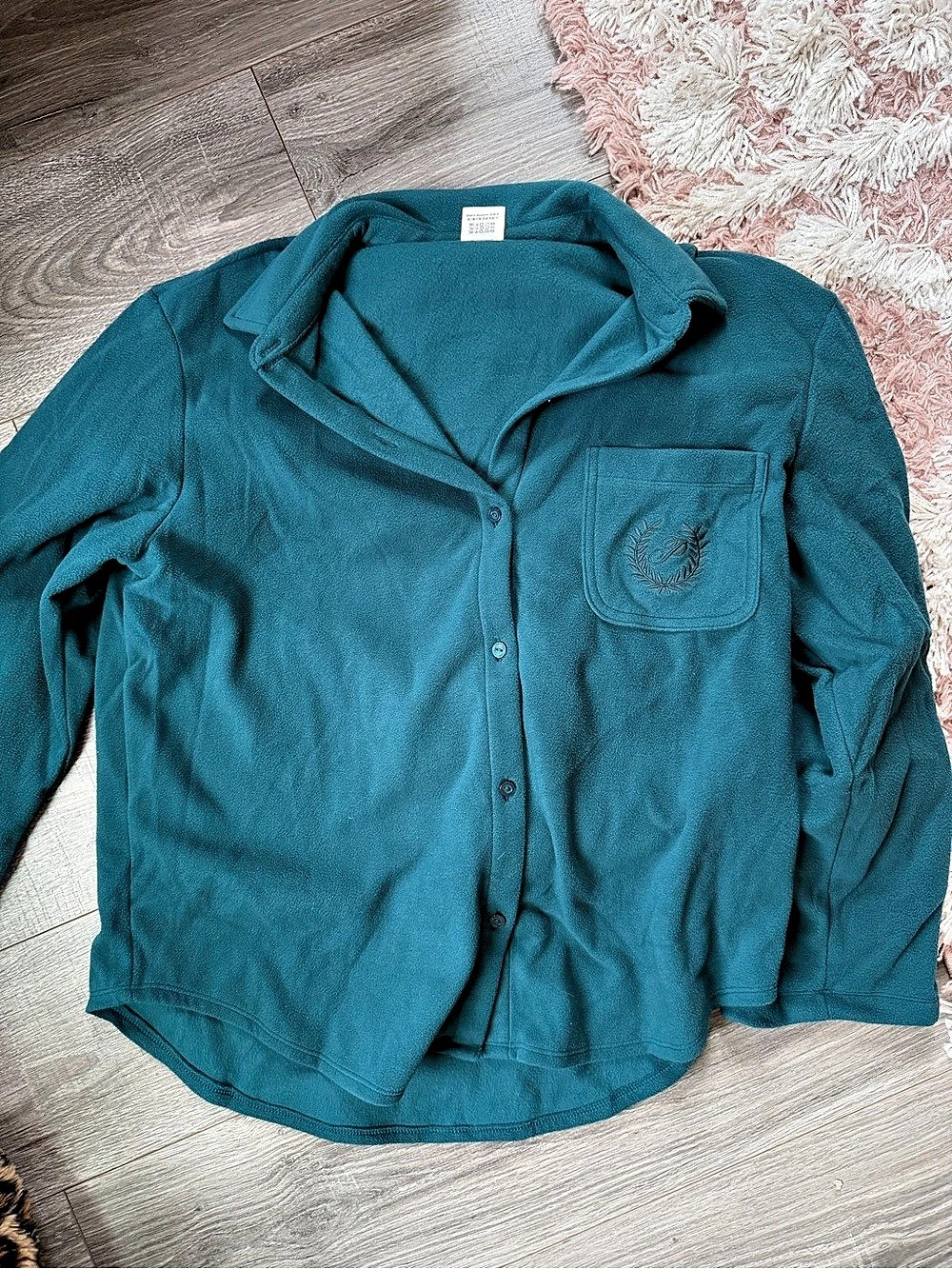 PINK Teal Fleece Pajama Set Size Large NWT